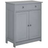 kleankin Mobilier de baie pe picioare, dulap de baie 2 uși 2 sertare 60 x 30 x 75 cm gri | Aosom Romania