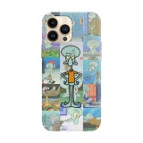Husa compatibila cu Apple iPhone 13 model Squidward spongebob, Silicon, TPU, Viceversa, Transparent, Carcasa