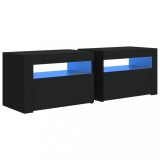 Cumpara ieftin Noptiere cu LED-uri, 2 buc., negru, 60x35x40 cm