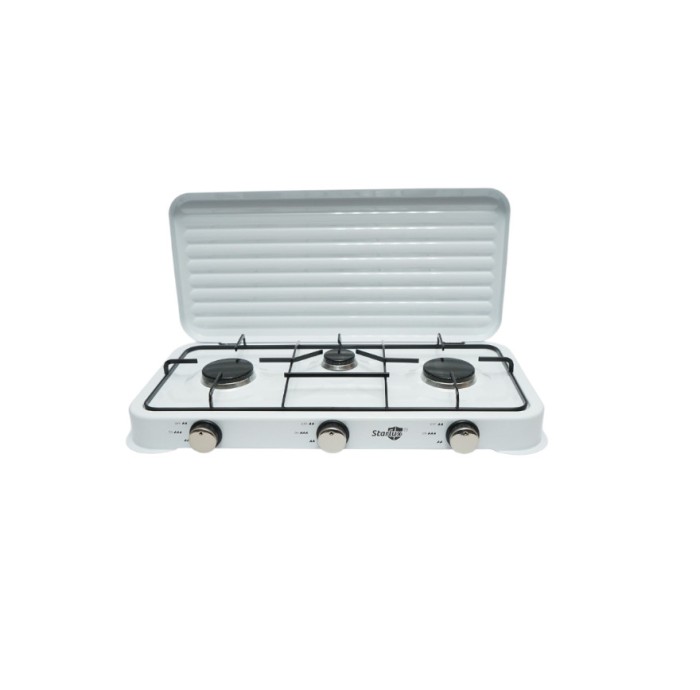 Plita Aragaz Mini 3 Ochiuri Arzator Gaz Camping Bucatarie Emailat Alb