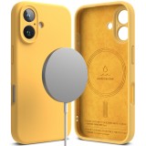 Husa iPhone 16 Ringke Silicone Magnetic MagSafe, galben
