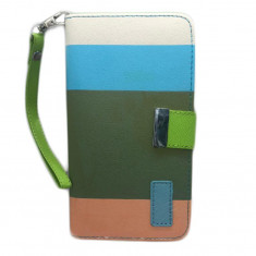 Husa telefon Flip Book LG G3 white&amp;blue&amp;green&amp;orange