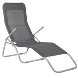Sezlong Pliabil Zero Gravity Sersimo Gri Textilene Otel 120kg 60x185x96cm