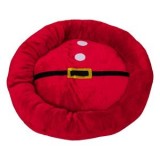 Pat rotund pentru c&acirc;ini, roșu, &Oslash;60 cm, design Moș Crăciun, CMCLASS