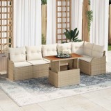 vidaXL Set de canapele pentru grădină cu pernă 7 pcs bej și crem
