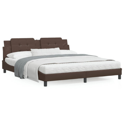 vidaXL Cadru de pat cu tăblie, maro, 180x200 cm, piele ecologică foto