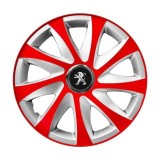 Set 4 capace roti 14 inchi R14 Drift Rosu-Gri, Compatibil cu Peugeot
