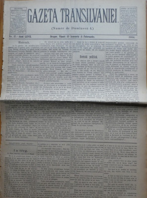 Gazeta Transilvaniei , Numer de Dumineca , Brasov , nr. 17 , 1904 foto