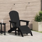 vidaXL Scaun Adirondack cu suport pentru picioare Negru HDPE