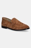 Gant mocasini din piele &icirc;ntoarsă Gimble culoarea maro, cu toc plat, 30573865.G420