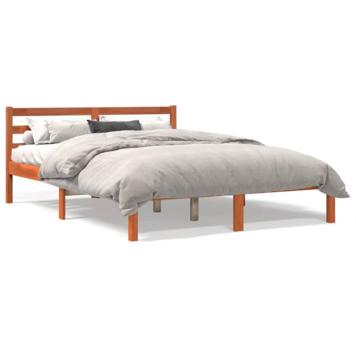 Gossi cadru pat fara saltea, maro ceruit, 120x190 cm, lemn masiv pin
