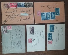 Romania 1948 5 plicuri cu francatura timbre Mihai I - Vederi si timbru IOVR