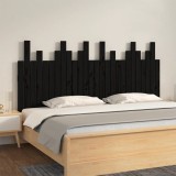 Tăblie de pat pentru perete, negru, 166x3x80 cm, lemn masiv pin