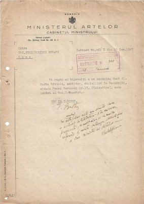 A3298N Semnătura olografă a lui Victor Eftimiu, 1947 foto