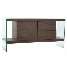 Servantă DKD Home Decor Maro Transparent Geam Nuc Lemn MDF 160 x 45 x 80 cm
