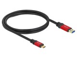 Cablu USB A la USB C aurit 1m negru DELOCK 80617 24AWG 28AWG metal
