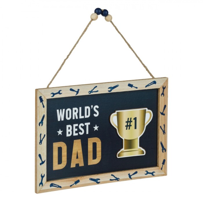 Decorațiune Lemn, World&Ccedil;&Ouml;s Best Dad, Negru-Marou, 30x20cm, Decorativă Perete