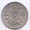Franta 50 centimes 1916 - Argint 2.5g/835, 18,2 mm, KM-854, Europa