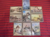 SIGHISOARA (SCHAESSBURG) - 9 REPRODUCERI DUPA PICTURI BETTY SCHULLER 1895 A DIFERITE LOCURI DIN ORAS ( VEZI LISTA) - PE VERSO POZA TURNULUI CU CEAS