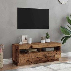 vidaXL Dulap TV cu lumini LED lemn vechi 100x35x40 cm lemn prelucrat