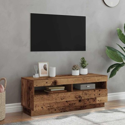 vidaXL Dulap TV cu lumini LED lemn vechi 100x35x40 cm lemn prelucrat foto