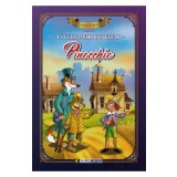 Pinocchio. Carte de colorat cu povesti scrisa cu litere mari de tipar