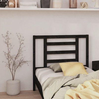 vidaXL Tăblie de pat, negru, 96x4x100 cm, lemn masiv de pin 818804 foto