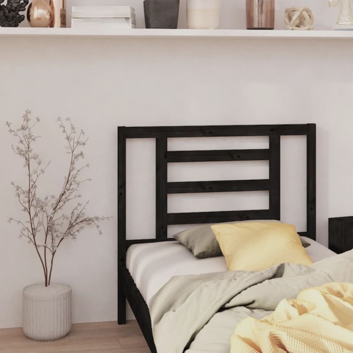 vidaXL Tăblie de pat, negru, 96x4x100 cm, lemn masiv de pin 818804
