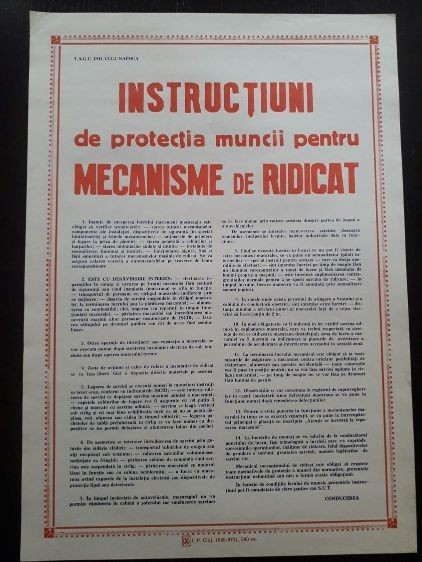 AF29 Afiș protecția muncii, Rom&acirc;nia comunistă