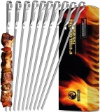 Set de 10 frigarui pentru gratar Mountain Grillers, otel inoxidabil, argintiu, 43 cm