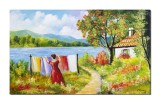 Cumpara ieftin Tablou peisaj de vara pictat manual, Colt de rai, 100x60cm ulei pe panza Constantin Feraru