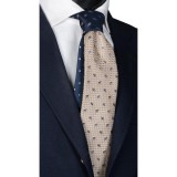Cumpara ieftin Cravata Matase Naturala Barbati, Nod Contrastant, Gri Bej Bleumarin, 148cm, Made in Italy, Luxury, Cadou