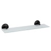 Etajera din geam transparent cu model, prindere prin lipiere, negru mat, 400 mm