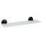 Etajera din geam transparent cu model, prindere prin lipiere, negru mat, 400 mm