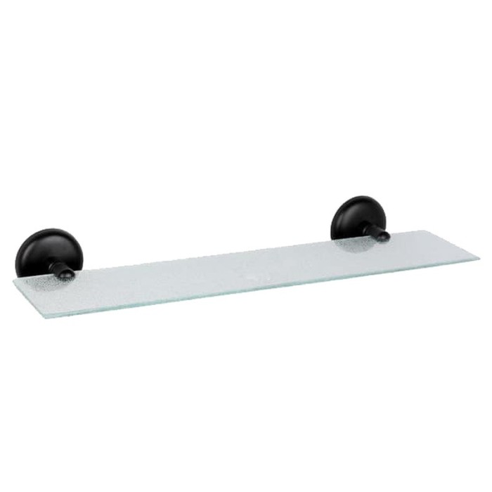Etajera din geam transparent cu model, prindere prin lipiere, negru mat, 400 mm