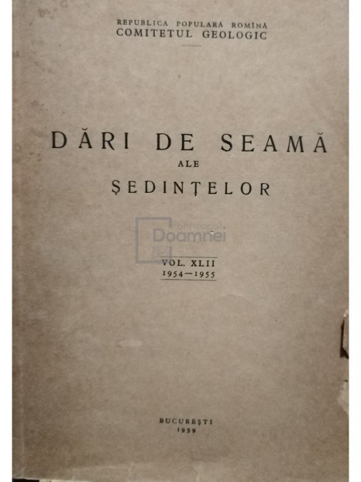 Dari de seama ale sedintelor, vol. XLII (editia 1959)