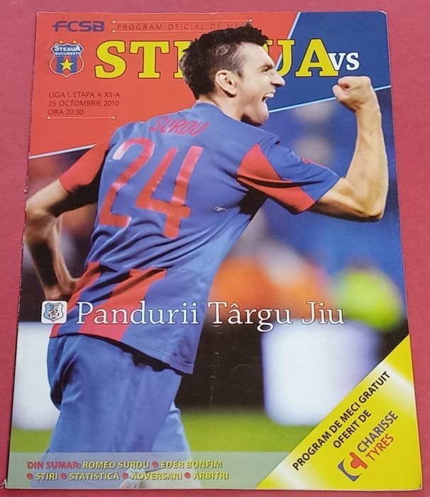 Program meci fotbal STEAUA BUCURESTI - PANDURII TARGU JIU (25.10.2010)