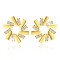 Cercei din aur galben 375 - o floare rotundă, petale &icirc;n formă de dreptunghi, zirconii clare