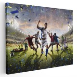 Tablou colaj jucatori fotbal pe teren verde 2109 Tablou canvas pe panza CU RAMA 70x100 cm