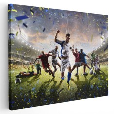 Tablou colaj jucatori fotbal pe teren verde 2109 Tablou canvas pe panza CU RAMA 20x30 cm