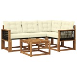 vidaXL Set de canapele de exterior cu pernă 5 pcs Natural și Crem 3381934