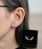 Cumpara ieftin Cercei Ear Climber din Argint 925 Cherry Blossom , Efect multi-piercing A ntr-un design floral spectaculos