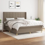 Cumpara ieftin Pat box spring cu saltea, gri taupe, 160x200 cm material textil