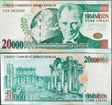 TURCIA █ bancnota █ 20.000.000 20000000 Lira █ 2000 █ P-215 █ XF+ / aUNC █