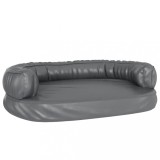 Cumpara ieftin Pat pentru caini, spuma ergonomica, gri, 75x53 cm, piele eco