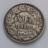 Switzerland, 1/2 Franc 1920, Argint.