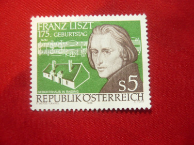 Serie Austria 1986 -Personalitati- 175 Ani Fr.Liszt-Compozitor , 1 valoare foto