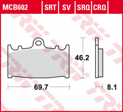 Set placute frana fata TRW MCB602 - Kawasaki ZXR - ZZR 400-1100 - ZX Ninja 600-900 - Suzuki GSF-GSX foto