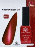 Ojă semipermanentă ochi de pisică, Cherry Red Cat Eye Global Fashion, 8ml, 002