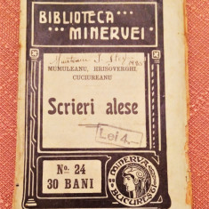 Scrieri alese. Bibl. Minerva Nr 24 din 1909 - Mumuleanu, Hrisoverghi, Cuciureanu